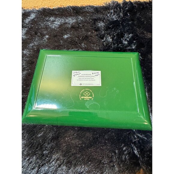 Otagiri Japan Green Holiday Lacquerware Tray With Candle Design 1987 - Picture 3 of 6